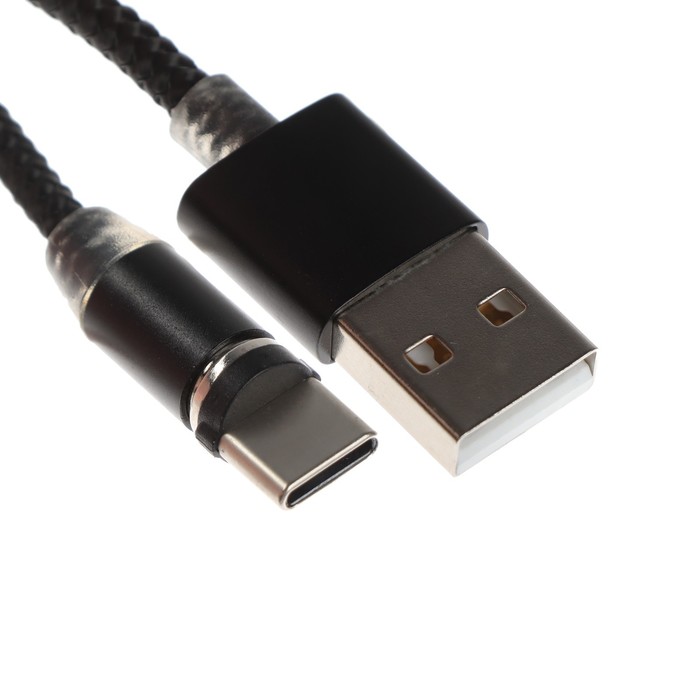 Кабель Eltronic AF-310, Type-C - USB, магнитный, 1 м, текстильная оплетка, черный кабель eltronic af 310 type c usb магнитный 1 м текстильная оплетка черный