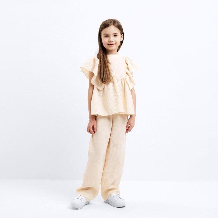 Комплект (блузка и брюки) для девочки MINAKU цвет бежевый, рост 116 см комплект блузка и брюки для девочки minaku цвет бежевый рост 110 см
