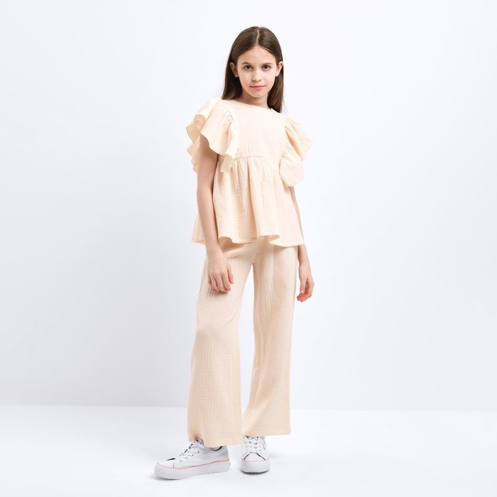 Комплект (блузка и брюки) для девочки MINAKU цвет бежевый, рост 158 см комплект блузка и брюки для девочки minaku цвет бирюзовый рост 140 см