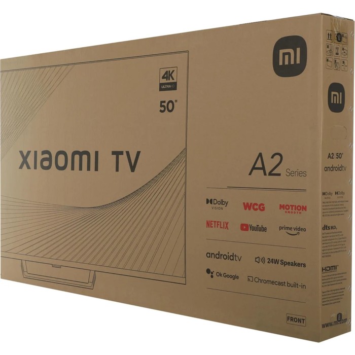 Телевизор Xiaomi Mi LED TV А2, 50", 3840x2160, DVB-T2/C/S2, HDMI 3, USB 2, Smart TV, черный