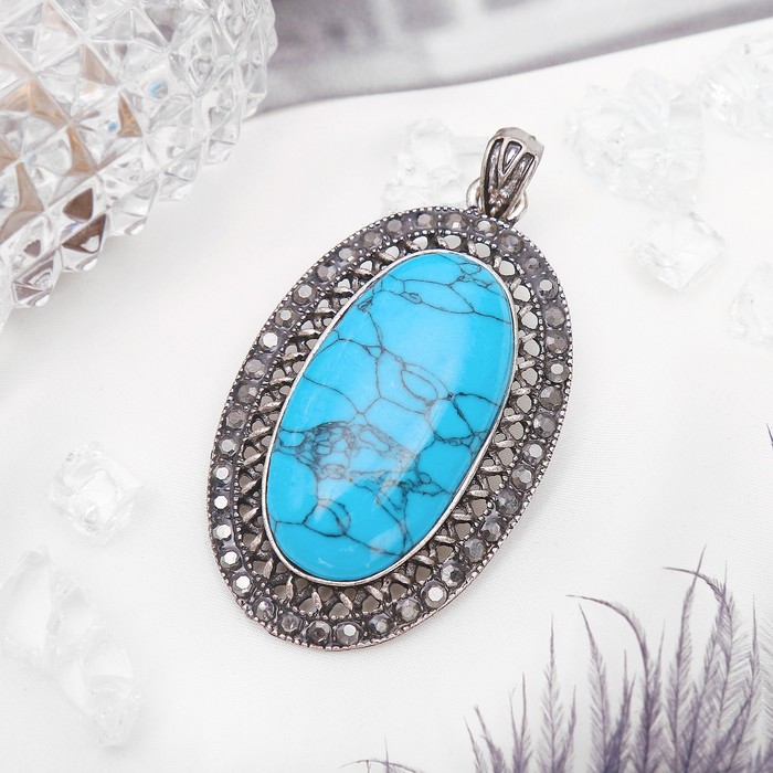 Подвеска в овальной рамке "Бирюза"