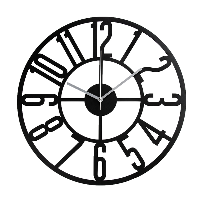 Часы настенные из металла Лофт-2, плавный ход, d-40 см