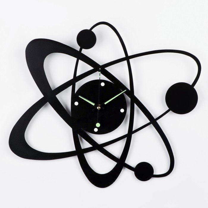 Часы настенные из металла "Космос", плавный ход, d-40 см, светящиеся