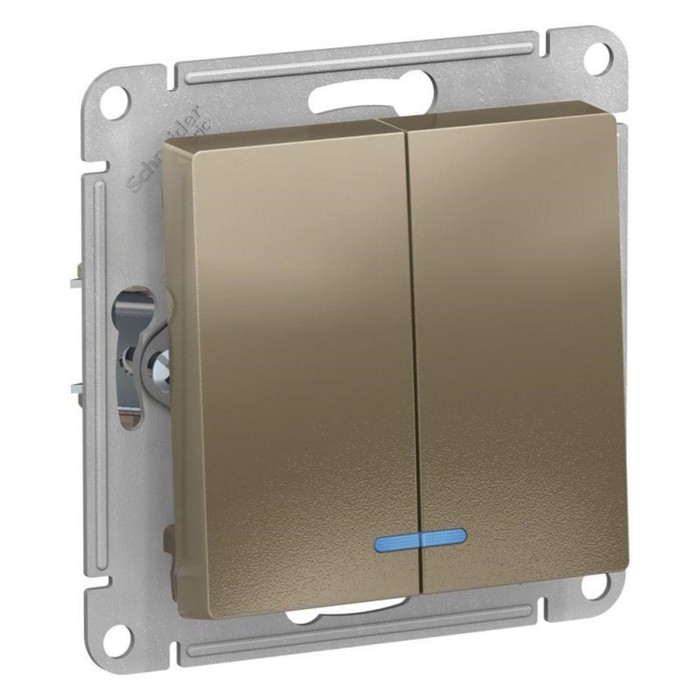

Выключатель SchE ATN000553 AtlasDesign, СП, 10А, 2 клавиши, цвет шампань