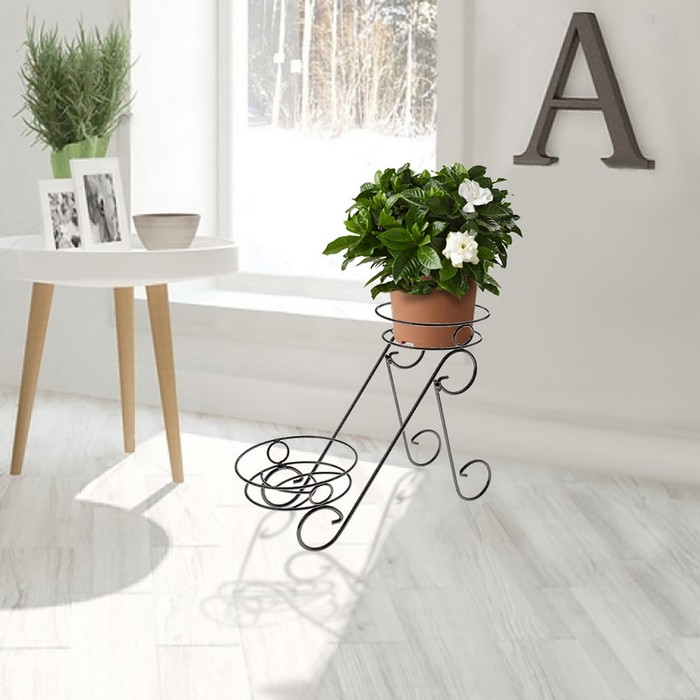 Подставка для цветов d=15,5 см "Фиалка-2", цвет черный