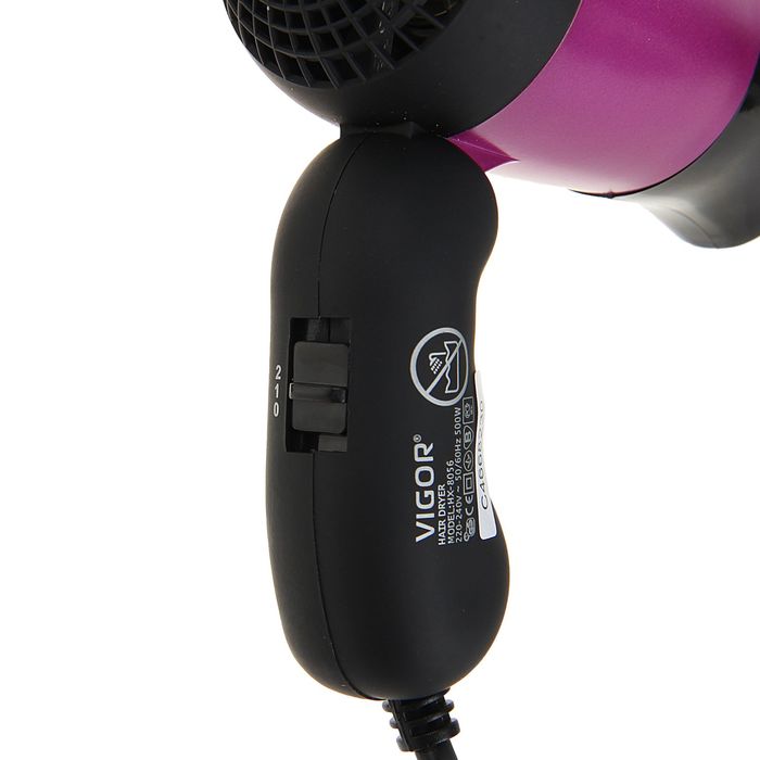 Фен для волос Vigor HX-8056, 500 Вт, 2 скорости, 2 температурных режима, складная ручка