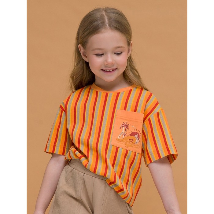 Футболка для девочек, рост 86 см, цвет оранжевый ночная сорочка для девочек рост 86 см цвет оранжевый
