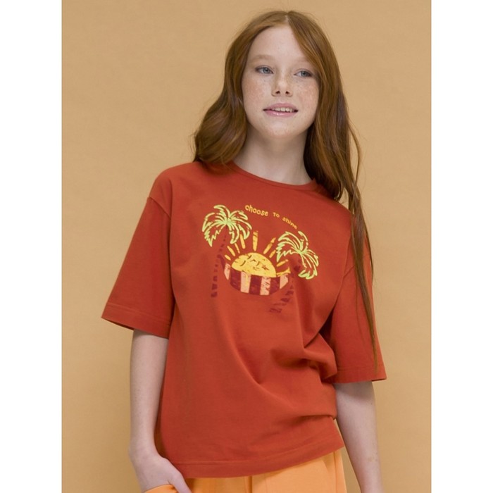 

Футболка для девочек, рост 122 см, цвет терракотовый