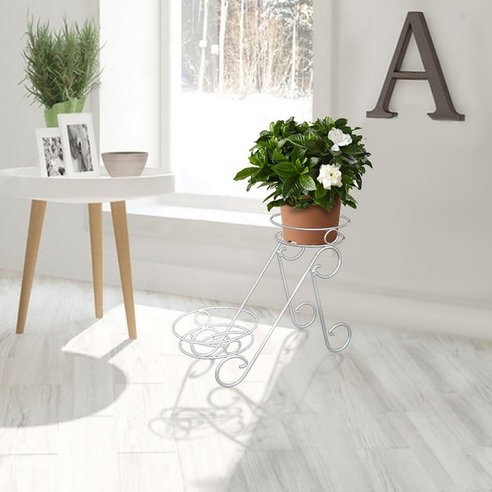 Подставка для цветов "Фиалка-2", белое серебро d=15,5 см