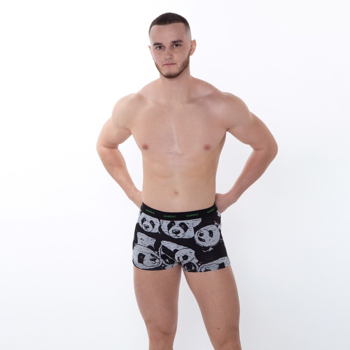 Трусы мужские боксеры Панды, цвет серый меланж, размер 46