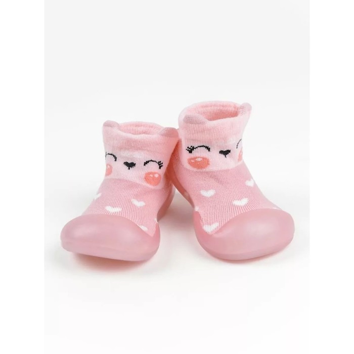 Ботиночки-носочки детские First Step Animals с дышащей подошвой, размер 24, цвет розовый