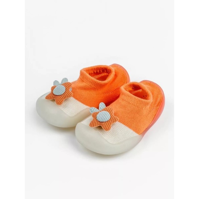 Ботиночки-носочки детские First Step Pure Toys с дышащей подошвой, размер 21, цвет оранжевый
