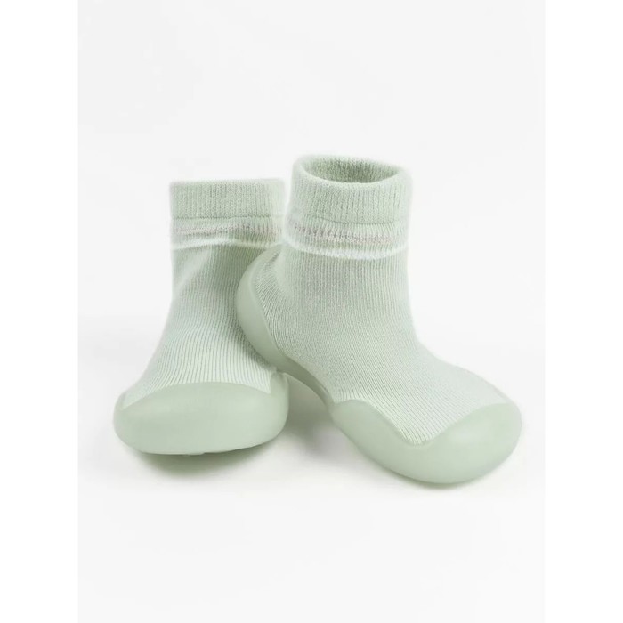 Ботиночки-носочки детские First Step с дышащей подошвой, размер 24, цвет зелёный