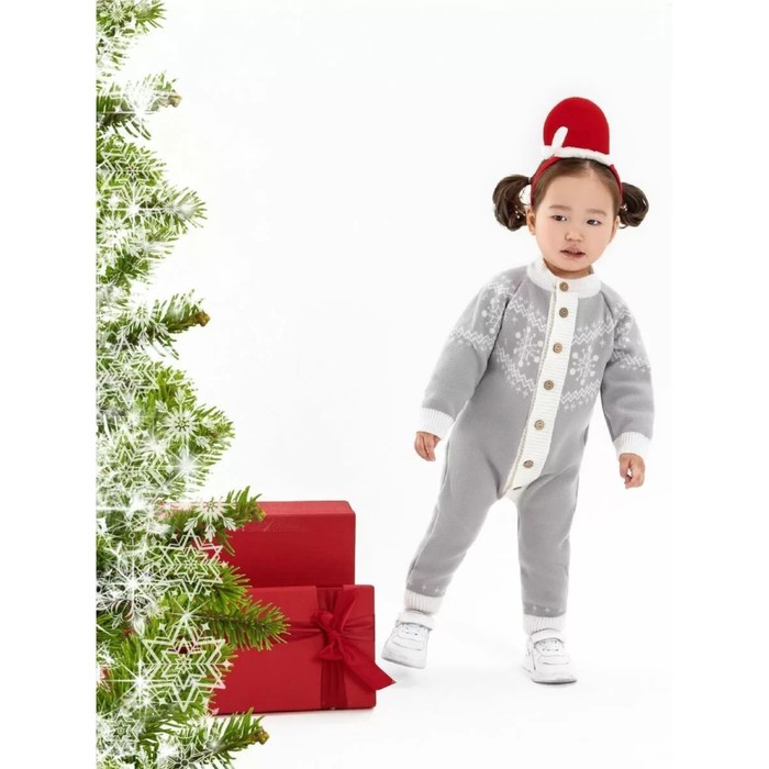 

Комбинезон вязаный, детский Pure Love Christmas Snow, рост 74 см, цвет серый