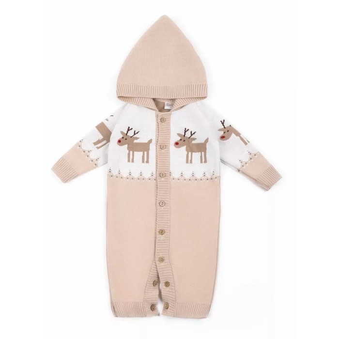 

Комбинезон вязаный, детский капюшоном Pure Love Christmas Deer, рост 68 см, цвет бежевый