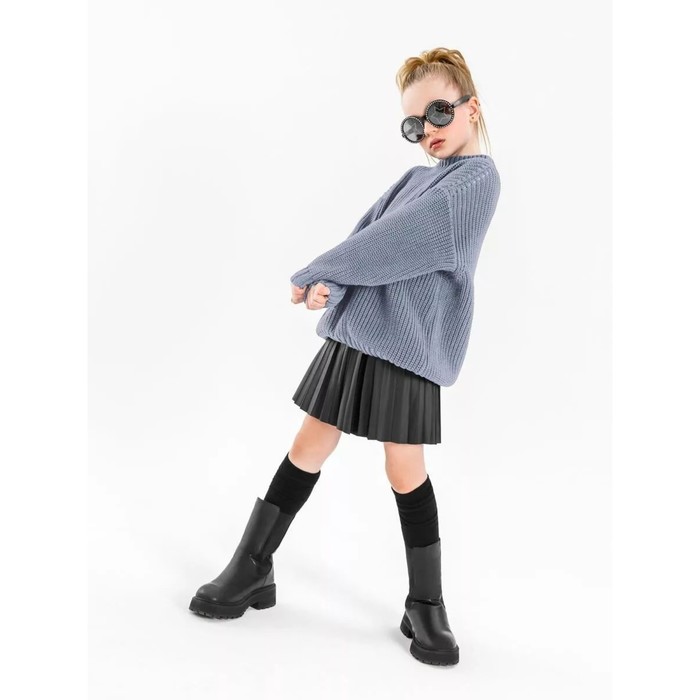 свитер для девочки knit рост 122 см цвет бежевый Свитер для девочки Knit Soft, рост 122 см, цвет серый