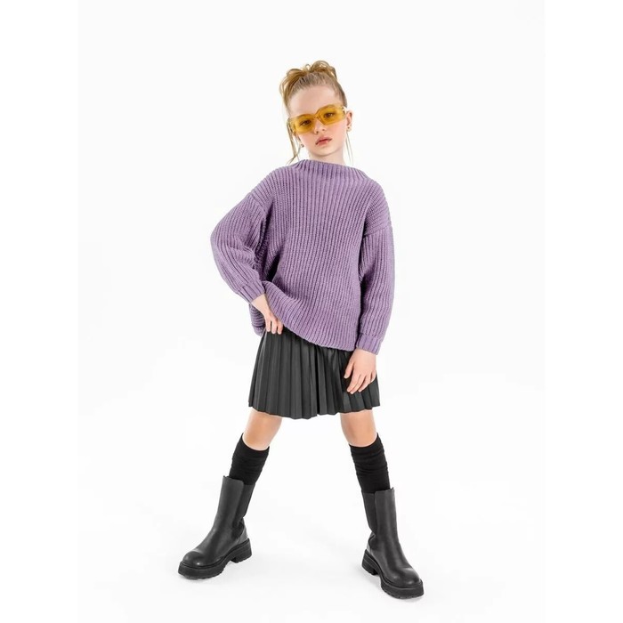 свитер для девочки knit рост 122 см цвет бежевый Свитер для девочки Knit Soft, рост 122 см, цвет фиолетовый