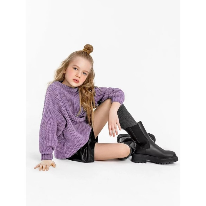 фото Свитер для девочки knit soft, рост 122 см, цвет фиолетовый amarobaby