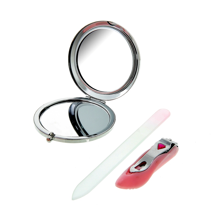 Набор подарочный 3в1: зеркало, пилочка матовая, кусачки
