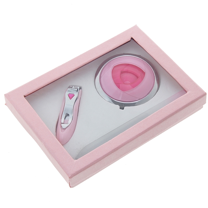 Набор подарочный 3в1: зеркало, пилочка матовая, кусачки