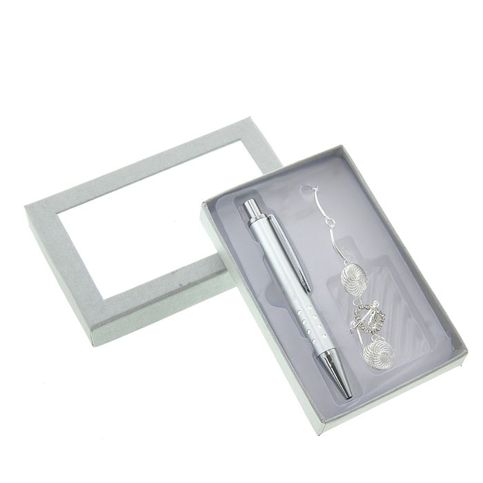 набор подарочный 2в1 в блистере (ручка+ браслет Завитушки) хром 8*12см