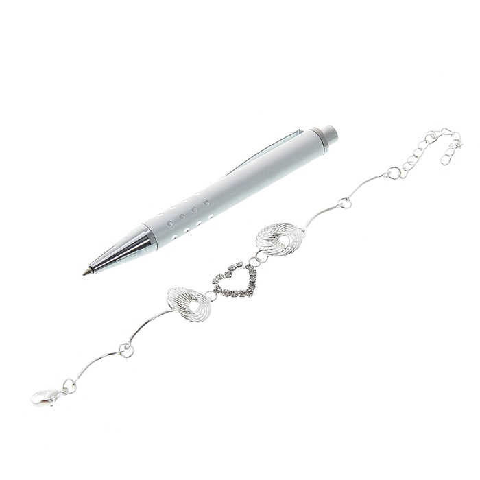 набор подарочный 2в1 в блистере (ручка+ браслет Завитушки) хром 8*12см