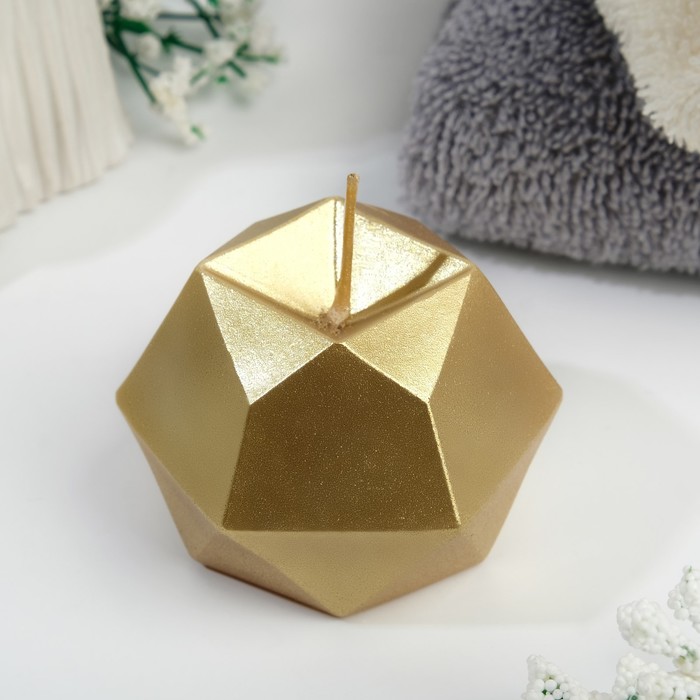 свеча новогодняя фигурная шишка 7 5х5 см 6930685 Свеча фигурная Многоугольник, 5х5 см, золото