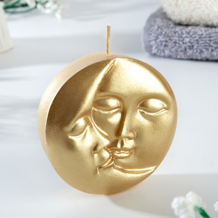 Свеча фигурная "Солнце и луна, 6х2,5 см, золото