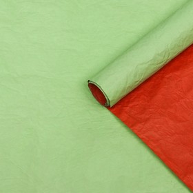 Бумага упаковочная 'Эколюкс двухцветная', салатовый-красно-коралловый, 0,68 x 5 м Ош