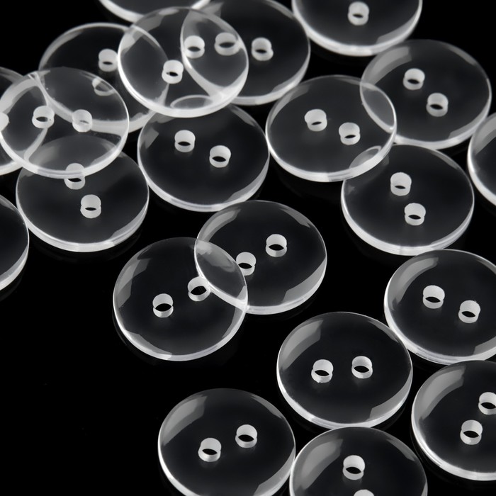 

Набор пуговиц, 2 прокола, d = 12 мм, 24 шт, цвет прозрачный