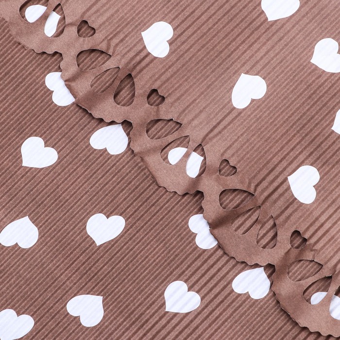 Бумага гофрированная в листах "Сердца",кофейная,49,5х37 см 9556969