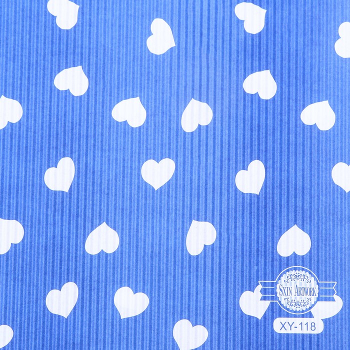 Бумага гофрированная в листах "Сердца",синяя,49,5х37 см 9556970
