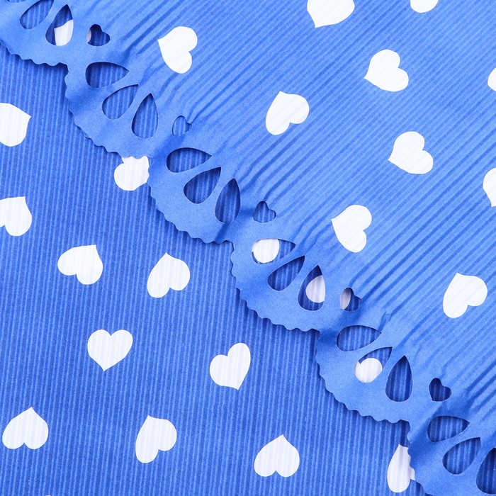 Бумага гофрированная в листах "Сердца",синяя,49,5х37 см 9556970