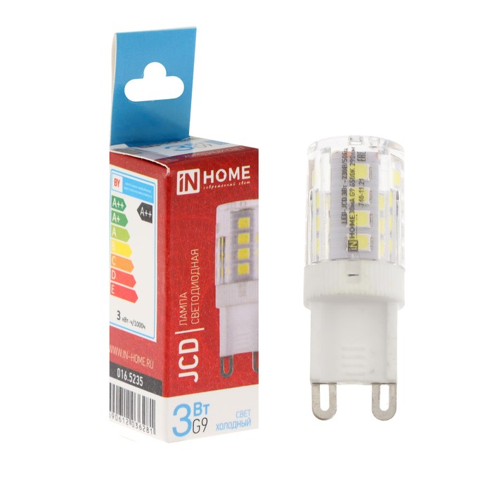 Лампа светодиодная IN HOME LED-JCD, 3 Вт, 230 В, G9, 6500 К, 290 Лм