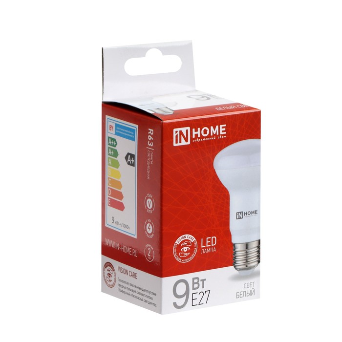фото Лампа светодиодная in home led-r63-vc, 9 вт, 230 в, е27, 4000 к, 810 лм inhome