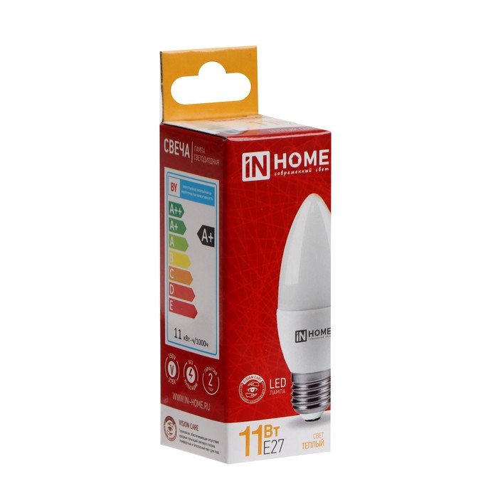 фото Лампа светодиодная in home led-свеча-vc, 11 вт, 230 в, е27, 3000 к, 1050 лм inhome