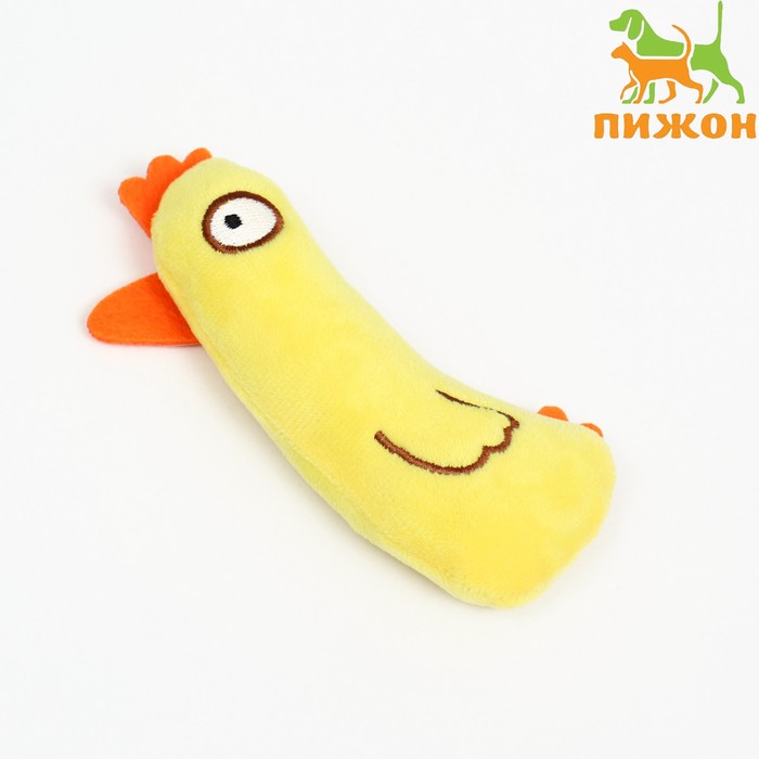 Игрушка для кошек с кошачьей мятой Цыпленок 10 см жёлтая 113₽