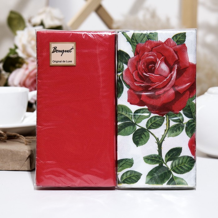 

Салфетки бумажные Bouquet Original de Luxe "Английская роза", 2 слоя,33x33, 20 листов