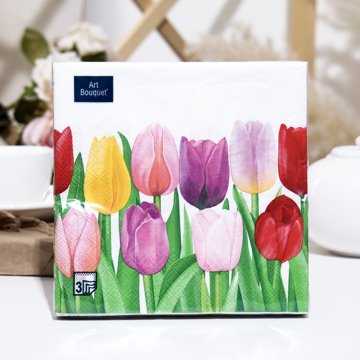 

Салфетки бумажные Art Bouquet "Море тюльпанов", 3 слоя,33x33, 20 листов
