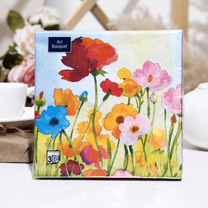 

Салфетки бумажные Art Bouquet "Весенние цветы", 3 слоя,33x33, 20 листов