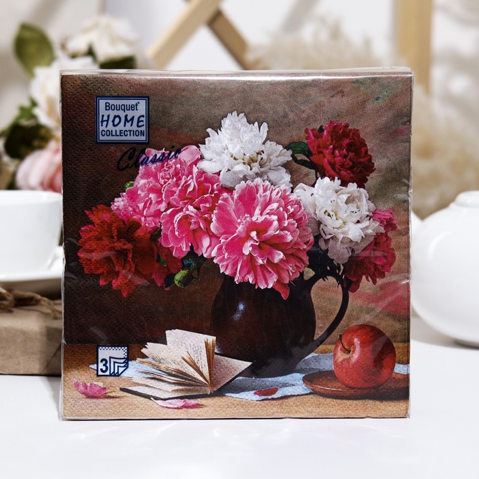 Салфетки бумажные Bouquet Home Collection, Цветочный натюрморт, 3 слоя,33x33, 20 листов 9526390