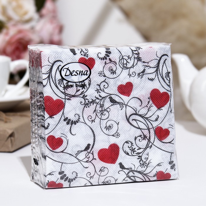 

Салфетки бумажные Desna Design "Орнамент с сердцем",1 слоя,24x24,40 листов
