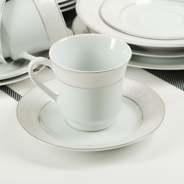 Набор столовый "Миледи", 20 предметов: 4 тарелки 19 см, 4 тарелки 21 см, 4 тарелки 23 см, 4 чашки 180 мл, 4 блюдца