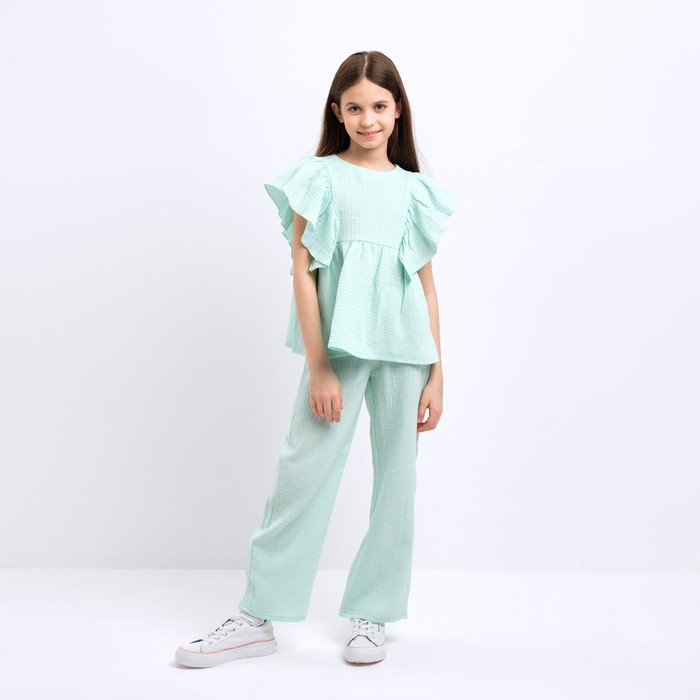 Комплект (блузка и брюки) для девочки MINAKU цвет бирюзовый, рост 152 см