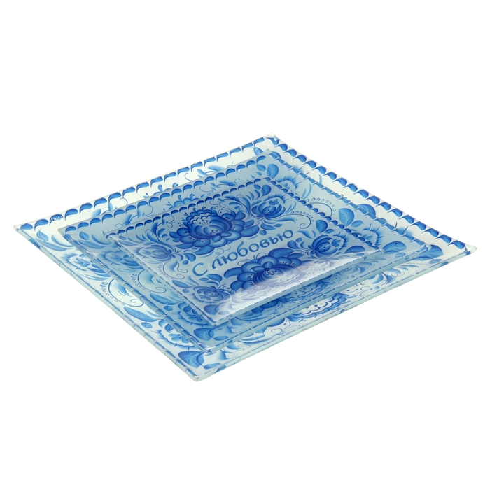 Набор квад тарелок 3 шт "С любовью", 15см, 20 см, 25 см