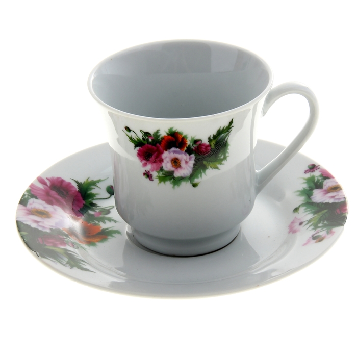 Набор чайный "Маки", 2 предмета: чашка 180 мл, блюдце