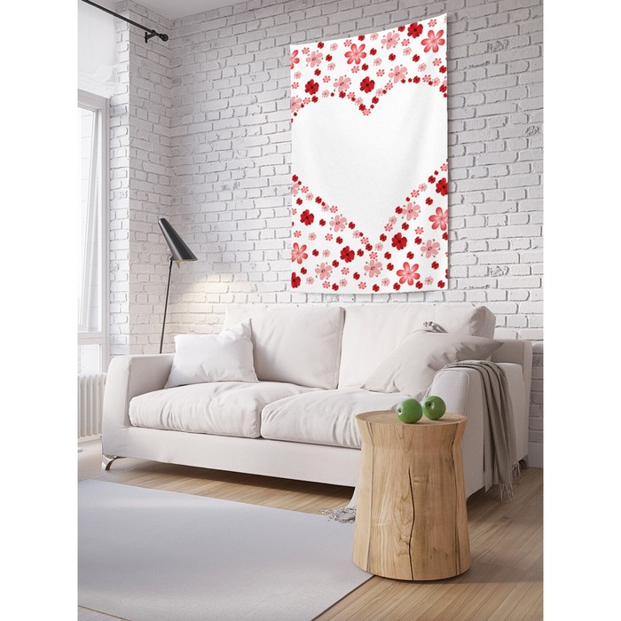 Декоративное панно с фотопечатью «Сердце из цветов», вертикальное, размер 150х200 см панно сердце из слов маме керамика