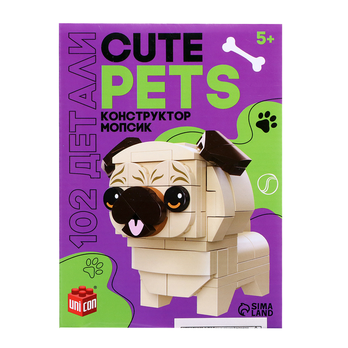 Конструктор Cute pets, Мопсик, 102 детали