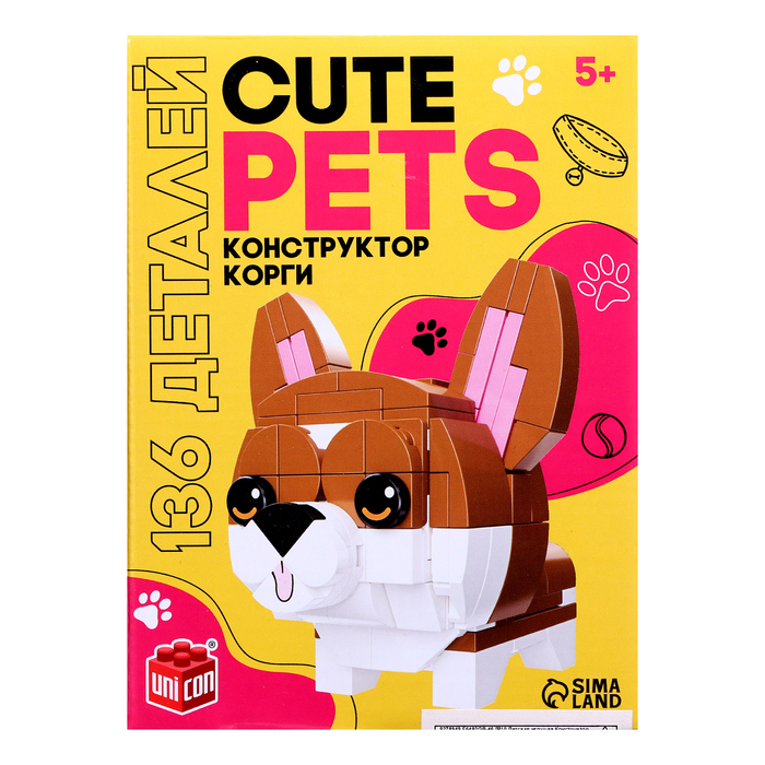 Конструктор Cute pets, Корги, 136 деталей