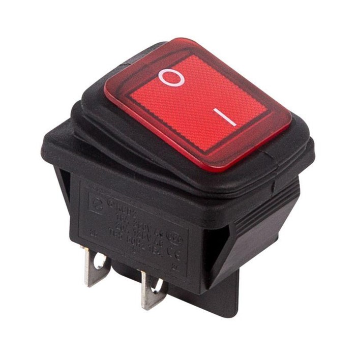 Клавишный выключатель Rexant 36-2361, 250 В, 15 А, ON-OFF, 4с, красный, с подсветкой цена и фото
